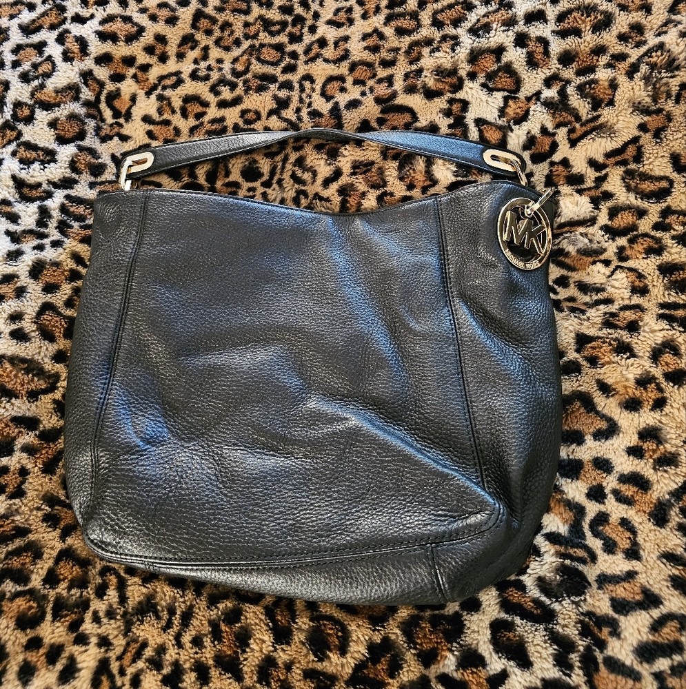 Michael Kors Black Pebbled Leather Shoulder Bag